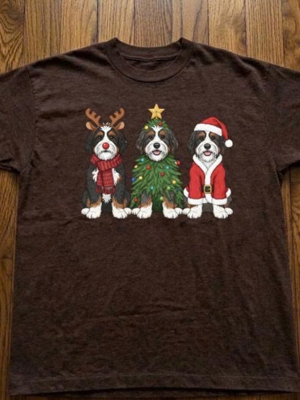 Brown Christmas Dogs Graphic Tee